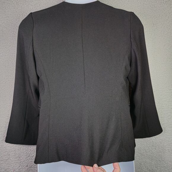 Adrienne Vittadini Black Blazer Jacket L Classic Structured Open  Minimalist - Picture 9 of 11